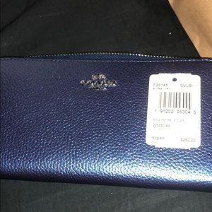 Metallic Navy blue coach wallet